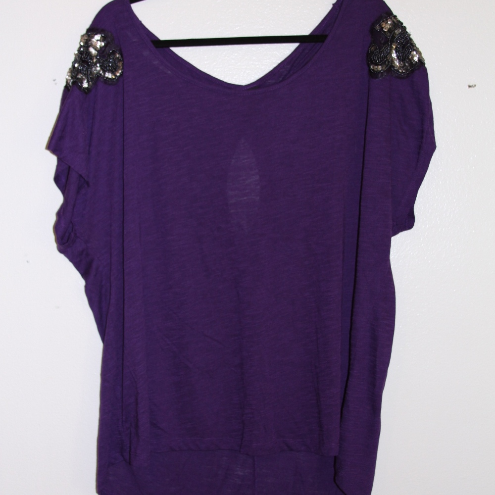 Torrid purple blouse with beading/applique